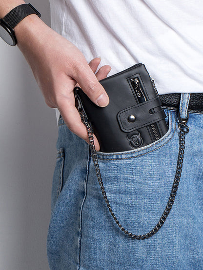  Compact Bifold Leather Wallet – Retro Style with Dual Zippers
global-swanky 2