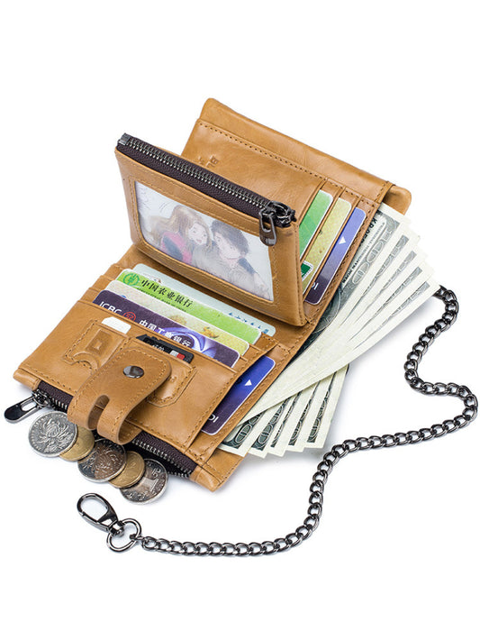  Compact Bifold Leather Wallet – Retro Style with Dual Zippers
global-swanky 3