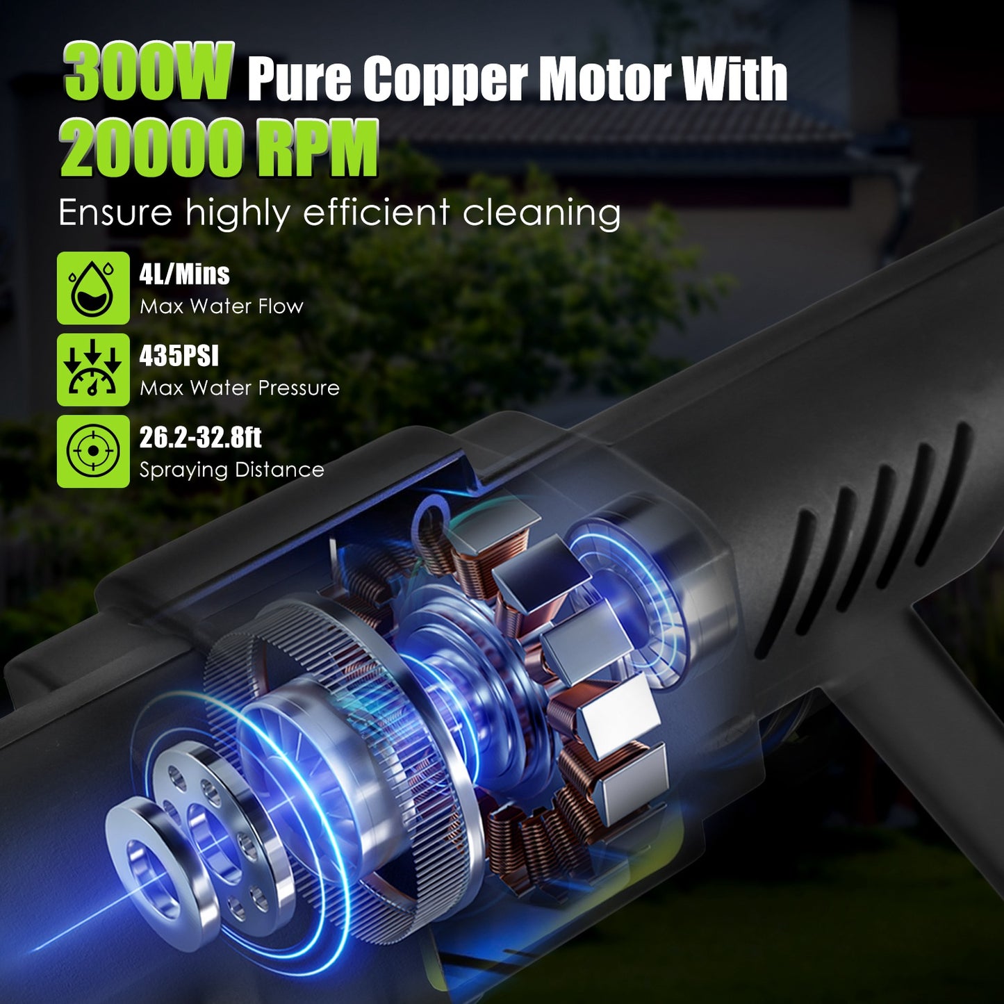 Cordless Pressure Washer with 435 PSI Portable Water Spray Gun Global swanky 2
