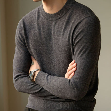 Crew-neck Casual Long-sleeve Knit Shirt – Solid-color Design global swanky 1