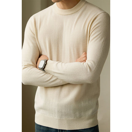 Crew-neck Casual Long-sleeve Knit Shirt – Solid-color Design global swanky 2