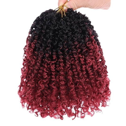 Crocheted Small Curls Synthetic Fiber Wig 8-Inch Irregular globalswanky 03