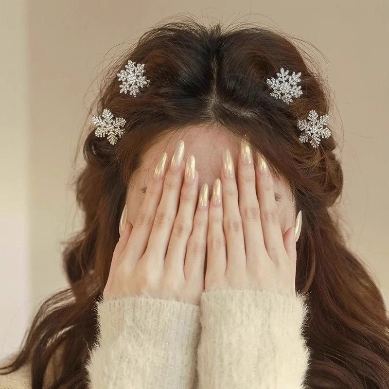 Crystal Snowflake Pearl Hair Clip – Sweet Winter Hair Accessory global swanky 2
