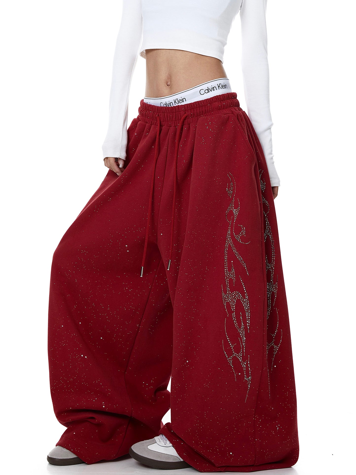 Curved Knife Style Sweatpants Wide Leg Pants for Daily Wear globalswanky 01