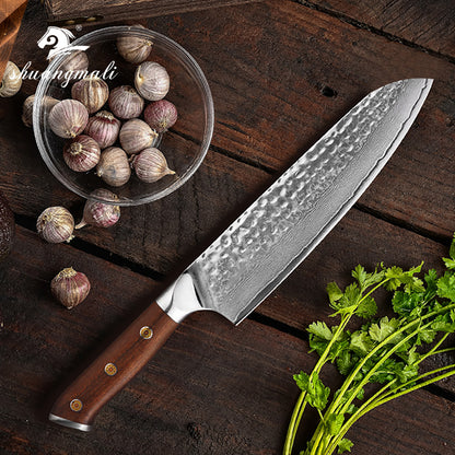 Damascus Steel Chef Knife with Rosewood Handle Cooking Tool globalswanky 01
