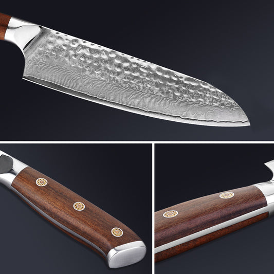 Damascus Steel Chef Knife with Rosewood Handle Cooking Tool globalswanky 03