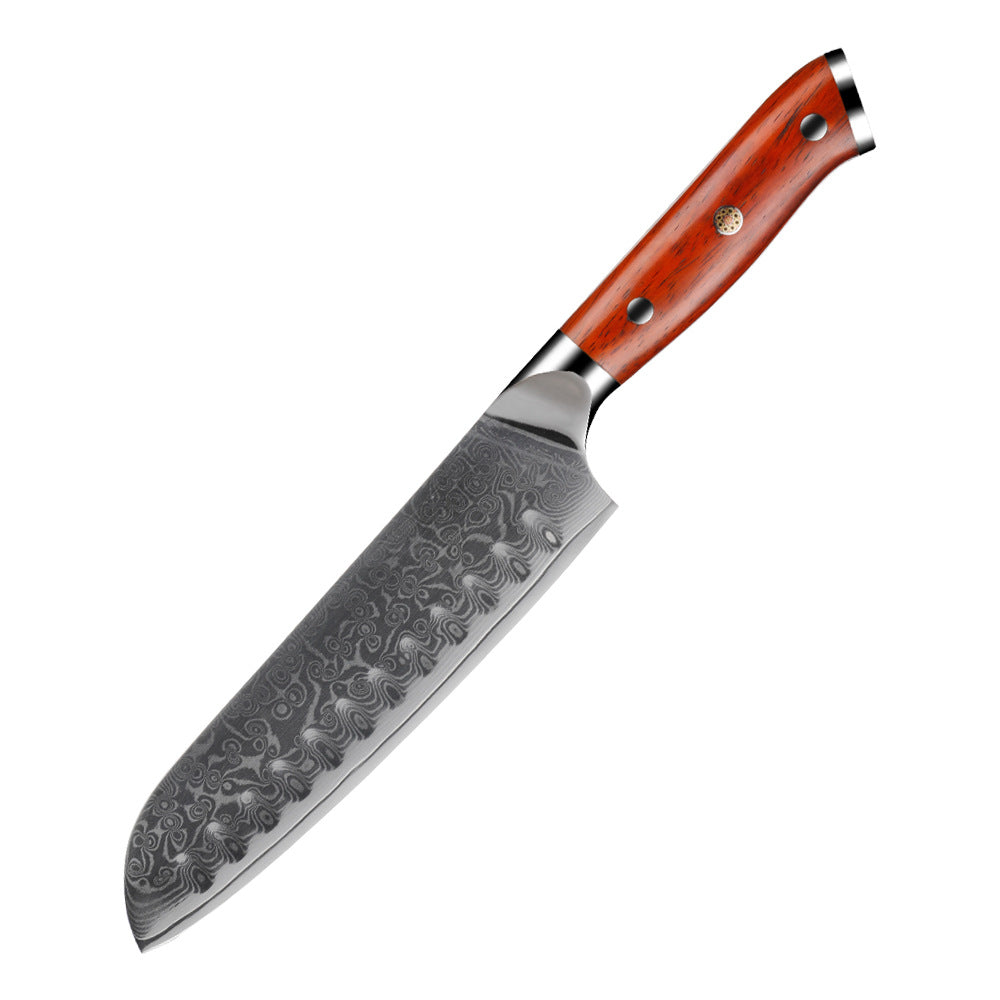 Damascus Steel Chef Knife with Rosewood Handle Kitchen Tool globalswanky 03
