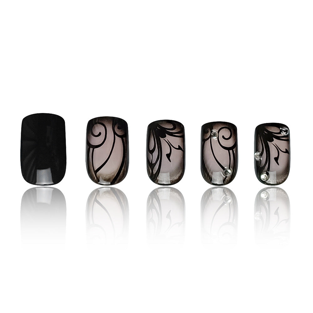 Dark Ins Style Black Vine Wearing Nails for Trendy Looks GLOBALSWANKY 03