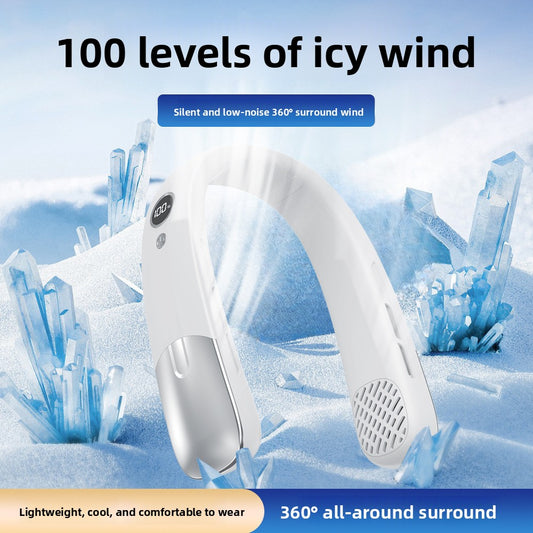  Digital Display Hanging Neck Fan with Rechargeable Design global-swanky 1