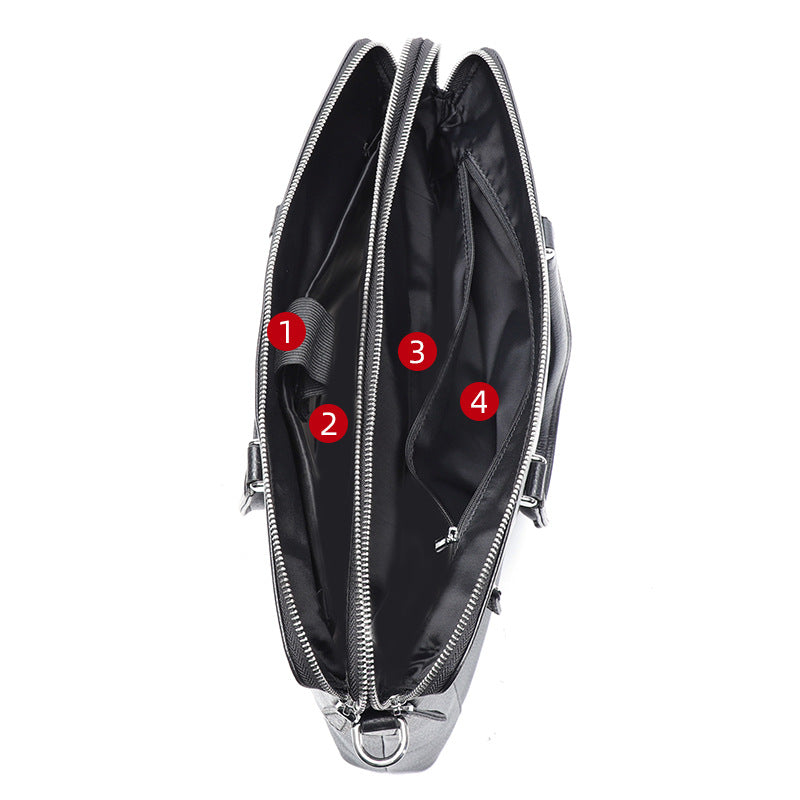 Double Zipper Compartment Briefcase For Men Business Use Daily Global swanky 3