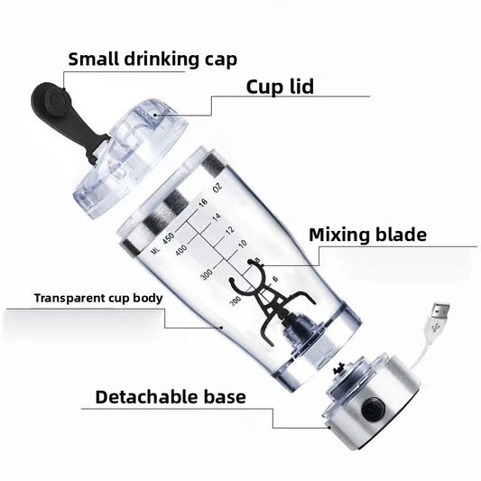 Electric Protein Shaker Cup USB Rechargeable Mixing Bottle globalswanky 02