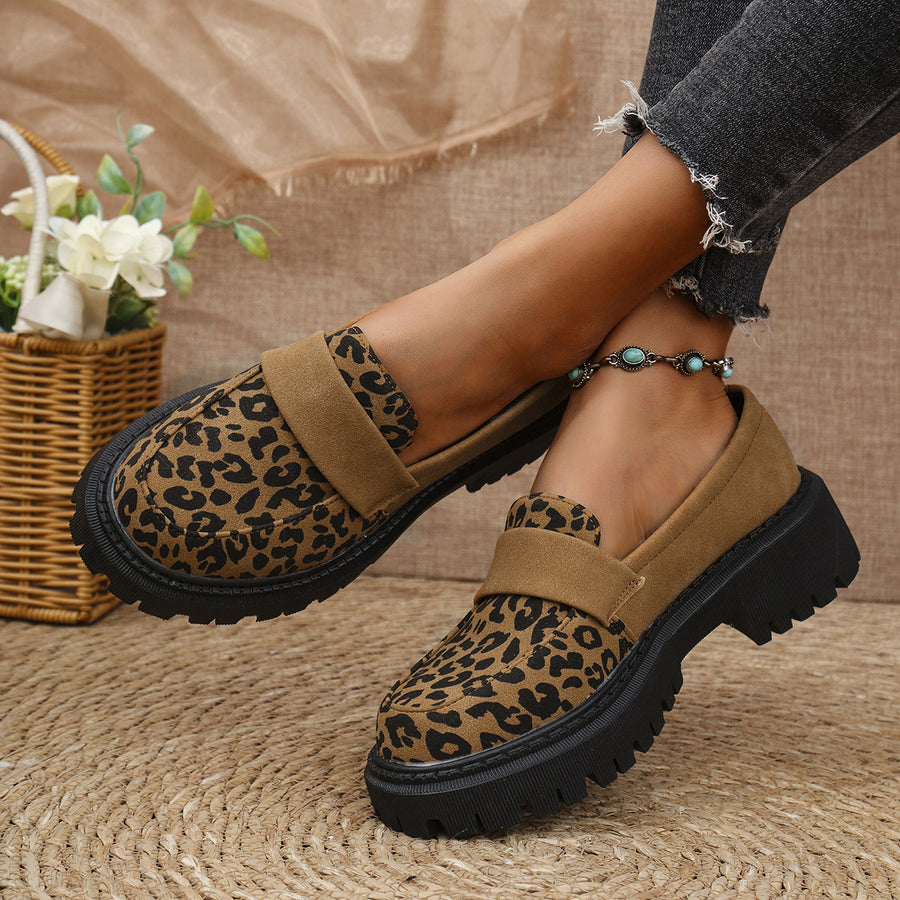 Fall Plus-Size Leopard-Print Loafers for Easy Slip-on Wear global swanky 1