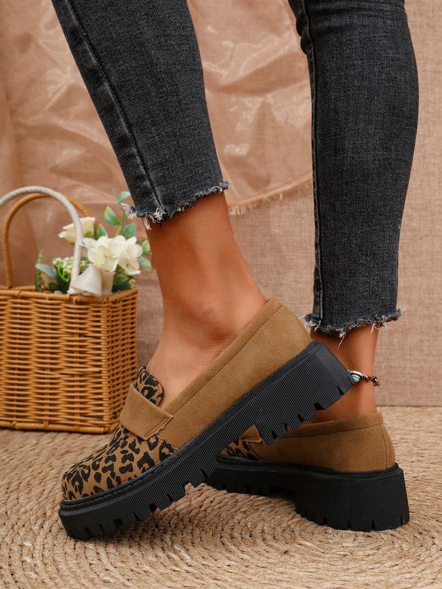 Fall Plus-Size Leopard-Print Loafers for Easy Slip-on Wear global swanky 2