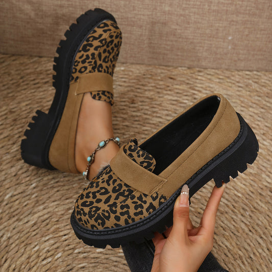 Fall Plus-Size Leopard-Print Loafers for Easy Slip-on Wear global swanky 3