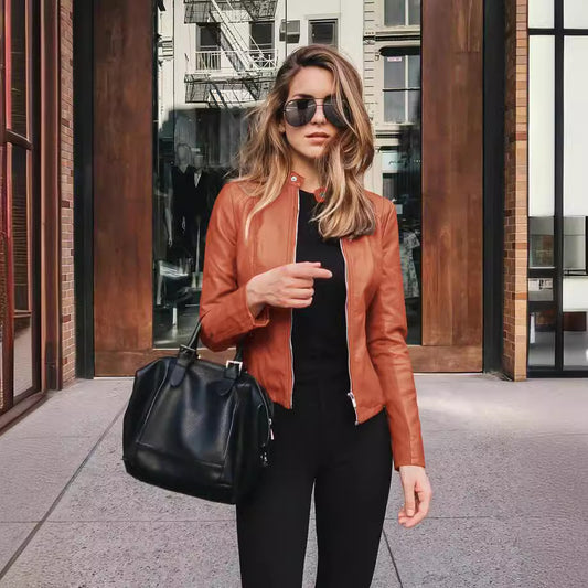 Fashionable leather jackets for women in autumn and winter Global swanky 2