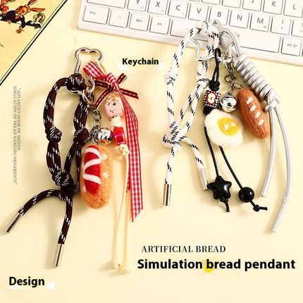 Felt Bread Keychain Accessories for Schoolbags and Purses global swanky 1