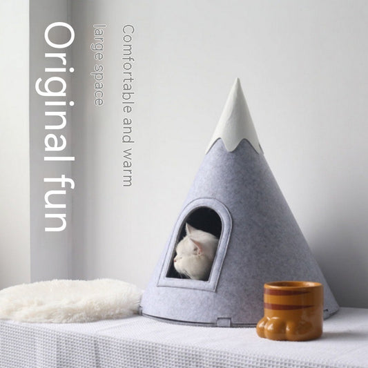 Felt Snow Mountain Tent Semi-enclosed Pet Bed Global swanky 2