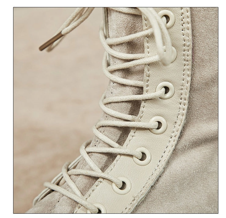 Flat Lace-Up Elastic Boots for Women Daily Comfort Wear Use Global swanky 3