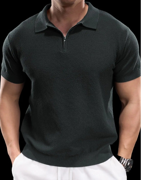 FlexKnit Active Knitted Zip Polo Global swanky 3