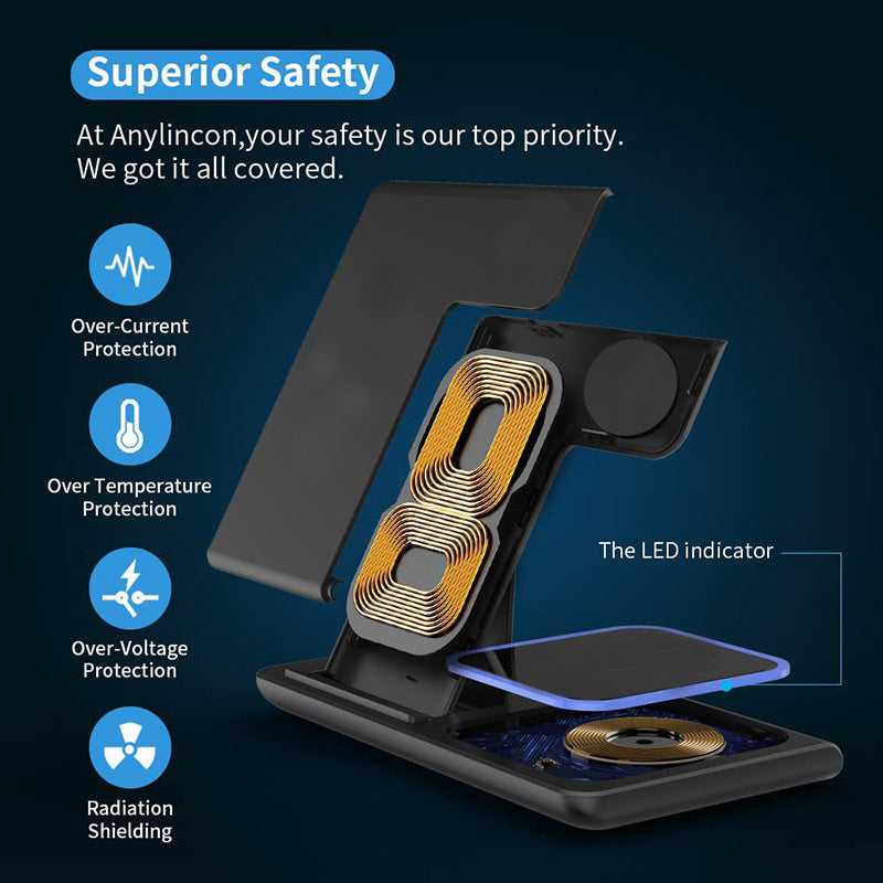 Foldable Wireless Charger Stand for Phone Watch Fast Charging globalswanky 02