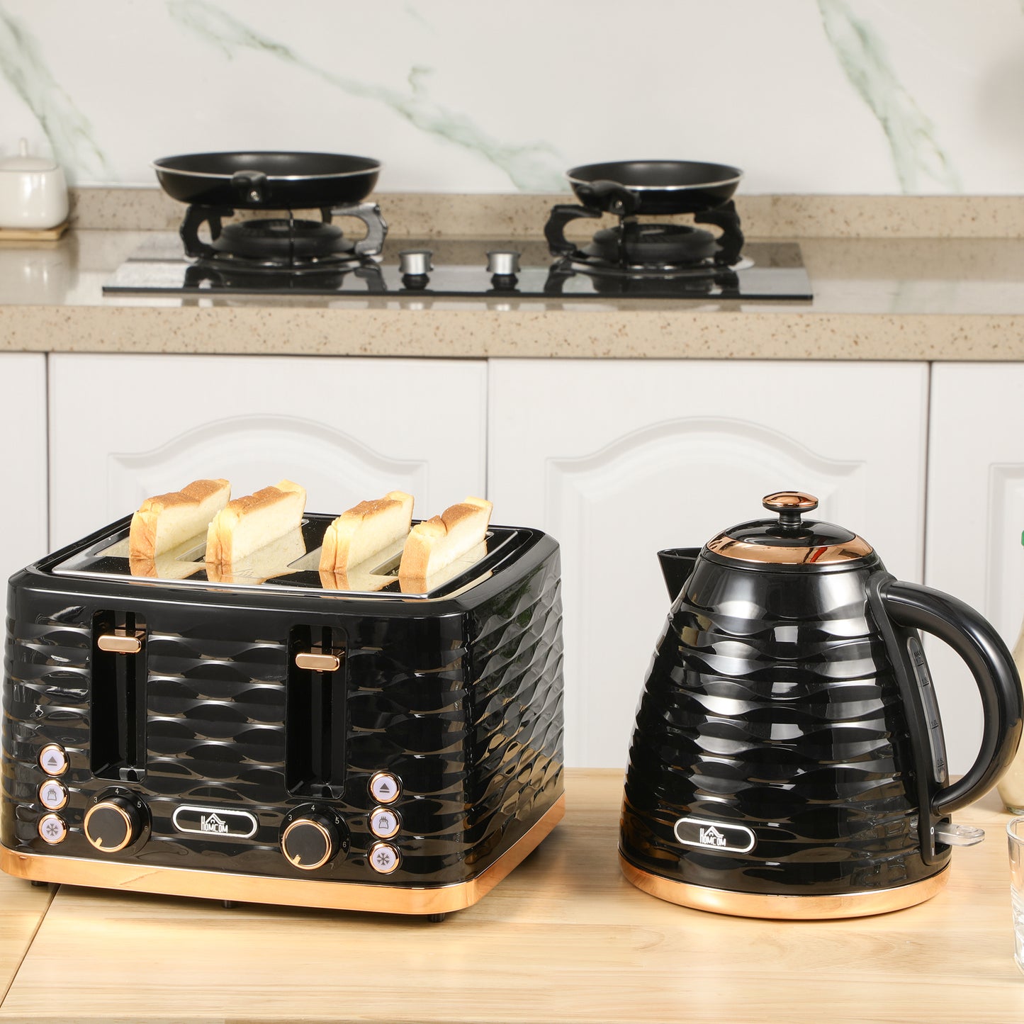 Four Slice Rippled Toaster Black for Daily Kitchen Use Today globalswanky 02