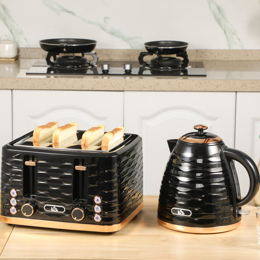 Four Slice Rippled Toaster Black for Daily Kitchen Use Today globalswanky 02