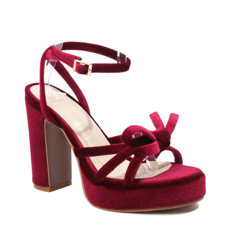 French-style Open-toe Block-heel Sandals | Bow Strappy Design globalswanky 3