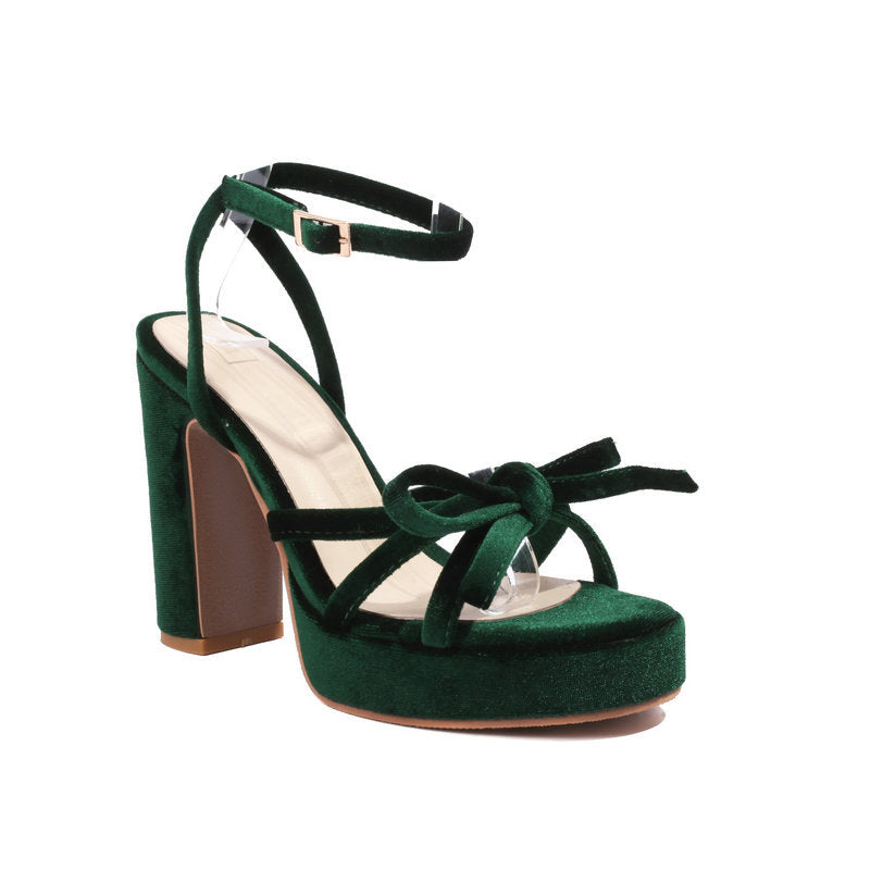 French-style Open-toe Block-heel Sandals | Bow Strappy Design globalswanky 6