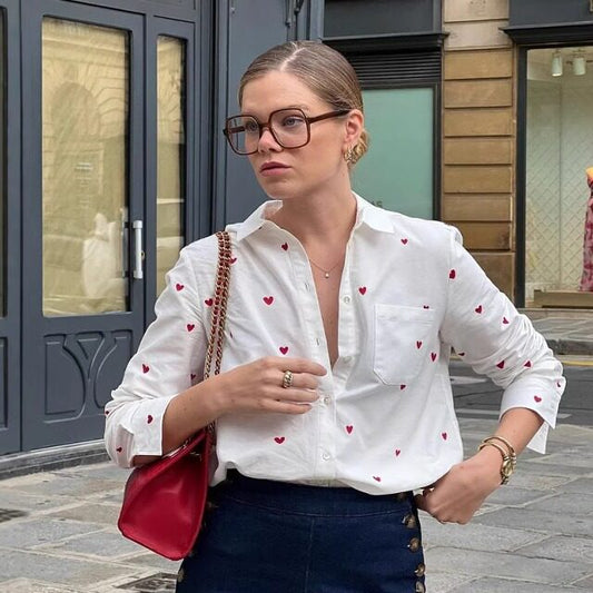 French Style Embroidered Cotton Shirt Global swanky 3