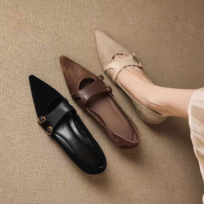  French Style Vintage Pointed Toe Flats for Women Low Cut Wear Global swanky 1