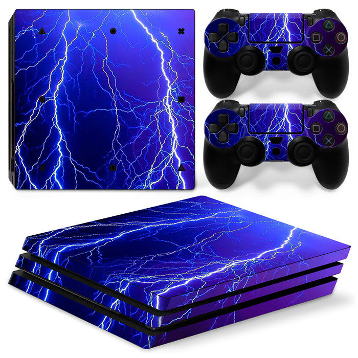 Gaming console and controllers with colorful abstract skin design on a white background Global swanky 3