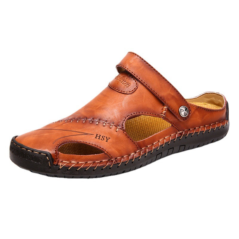 Genuine Leather Roman Summer Sandals for Men Travel Beach Wear Global swanky 1