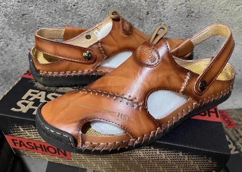 Genuine Leather Roman Summer Sandals for Men Travel Beach Wear Global swanky 3