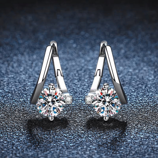 Geometric Moissanite Sterling Silver Earrings Elegant Style globalswanky 01