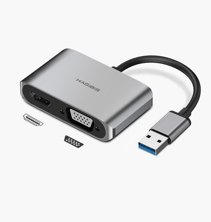 Hagibis 2-in-1 USB to HDMI & VGA Adapter for 4K Display Output Global swanky 1
