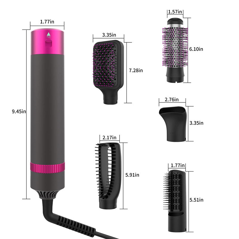 Hair Dryer Brush 5-in-1 Straightener and Automatic Curler globalswanky 02
