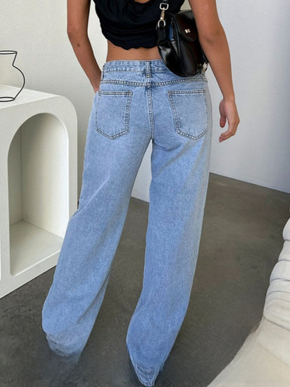 High-Waisted Wide-Leg Denim Jeans Global swanky 2