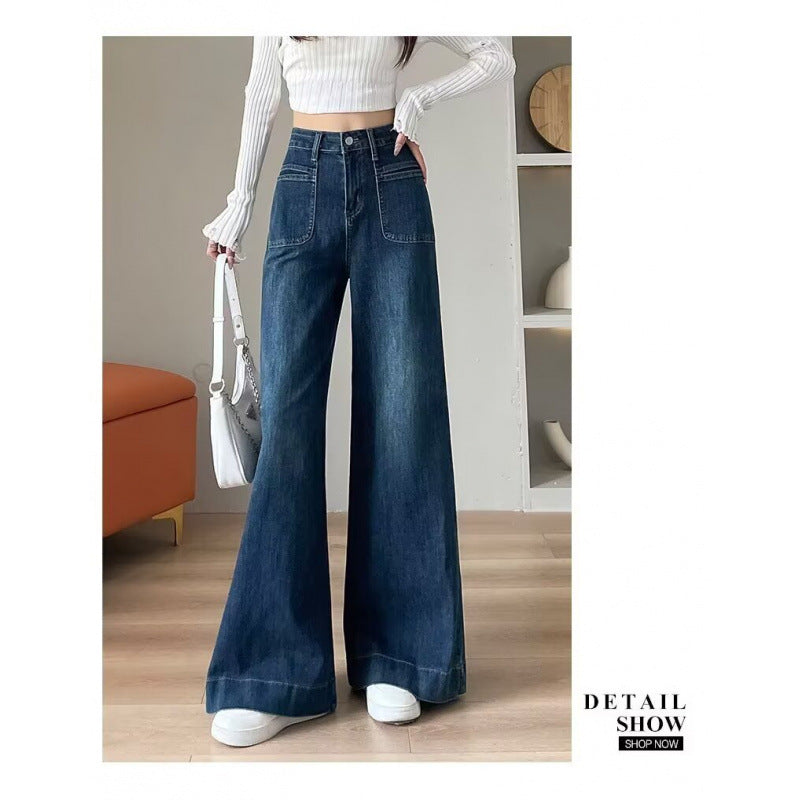 High-waisted wide-leg denim pants Global  swanky 1