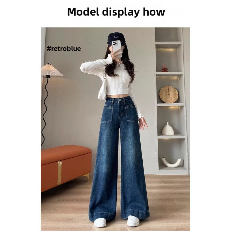 High-waisted wide-leg denim pants Global  swanky 3