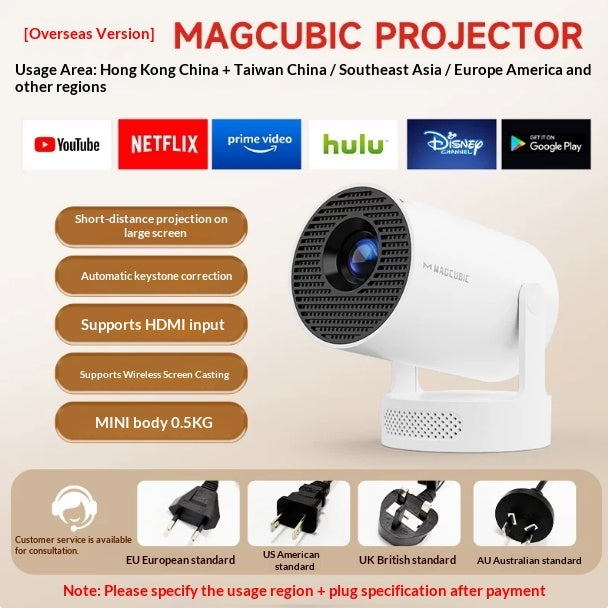 Household Projector with Ultra HD Display & Wireless Mirroring Global swanky 3
