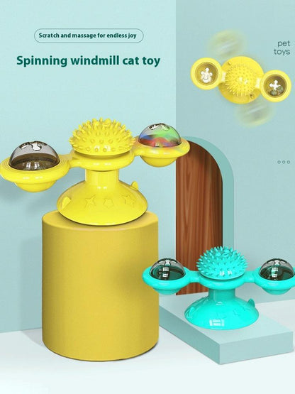 Interactive Windmill Cat Toy With LED Light Ball, Suction Cup, And Catnip Indoor Cat Exercise And Entertainment Set. Global swanky 2
