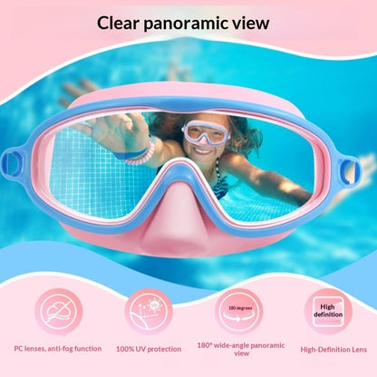 Kids Large Frame Swimming Goggles With Nose Cover Waterproof globalswanky 03