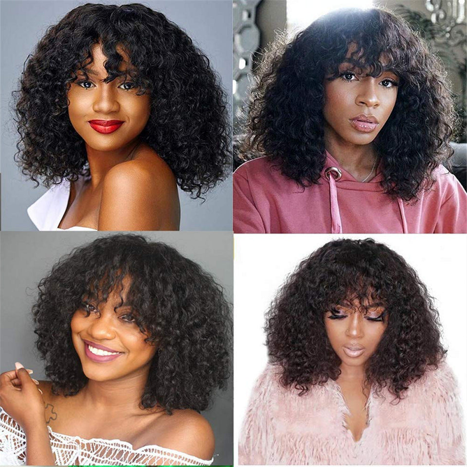 Kinky Curly Human Hair Wigs with Bangs Natural & Stylish Look
global-swanky 3