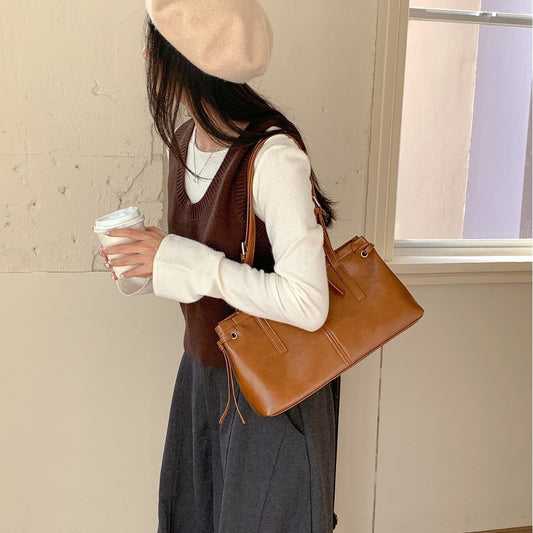 Korean Dongdaemun Retro Soft Leather Casual Shoulder Bag global swanky 2