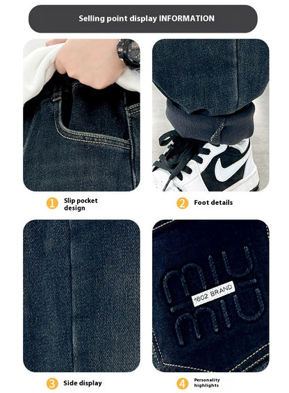 Korean Style Kids Thick Warm Jeans – Comfortable Children’s Wear Global swanky 3