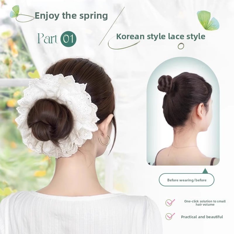 Lace Hair Bun for Women With a Natural Seamless Updo Look Global Swanky 01