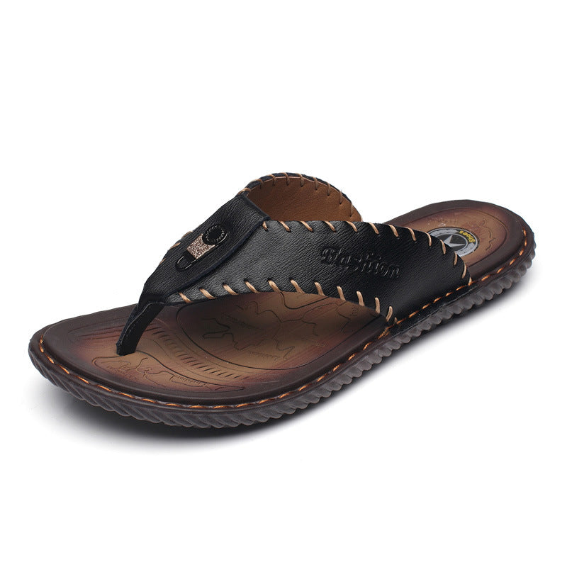  Leather Non-Slip Slippers Men for Outdoor Beach Daily Wear Use Global swanky 2