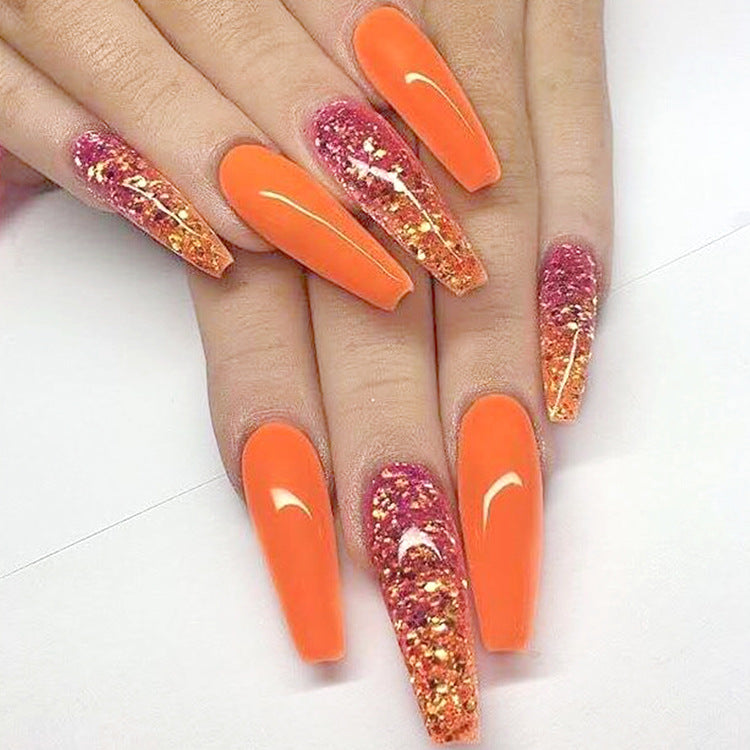 Long Ballet Nails Trendy Flat and Pointed Nail Art with Droplets globalswanky 02