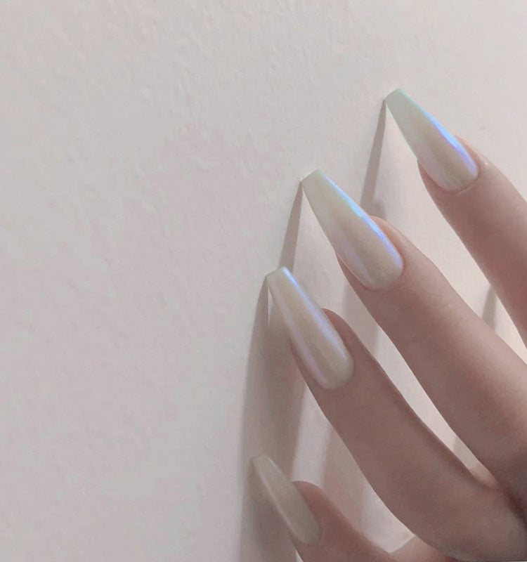 Long Ballet Nails Trendy Flat and Pointed Nail Art with Droplets globalswanky 03