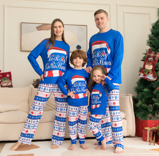 Matching Family Pajamas Sets Christmas PJ's Letter Print Top And Plaid Pants Jammies Sleepwear Global swanky 1